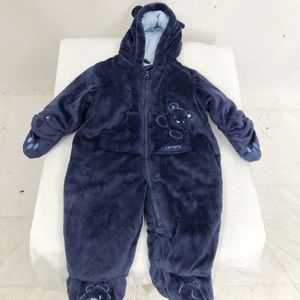 Carter’s Infant Zip Up Bear Fleece Winter One Piece, Size 0-3 Months, Blue